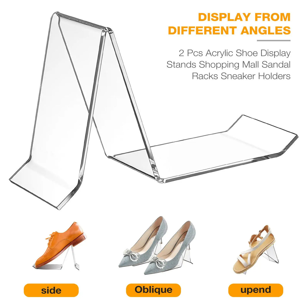 2Pcs Transparent Acrylic Shoe Display Stand Shoe Store Display Stands Sandal Display For Shopping Malls Home Shoe Storage