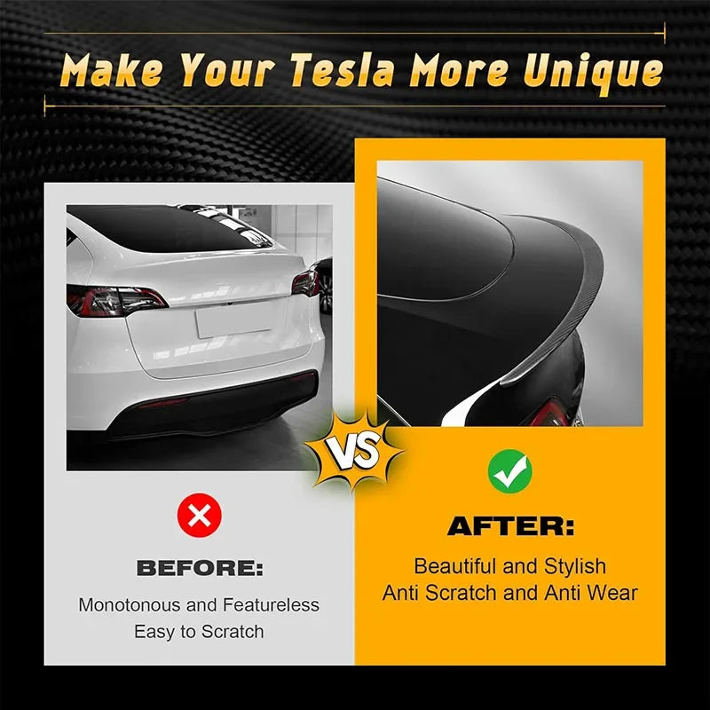 Real Carbon Fiber Spoiler For Tesla Model 3 Highland 2024 Trunk Wing Spoiler Real Carbon Fiber Original Car Spoiler Accessories
