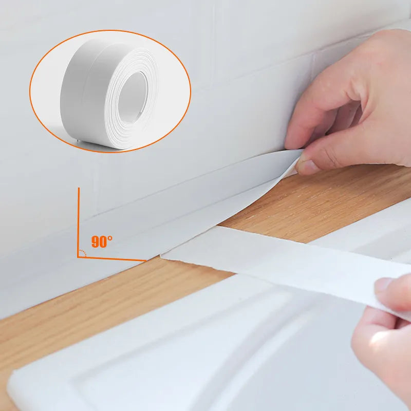 PVC Waterproof Wall Sticker Self Adhesive Sink Stove Crack Strip Kitchen Bathroom Bathtub Corner Sealant Tape Waterproof