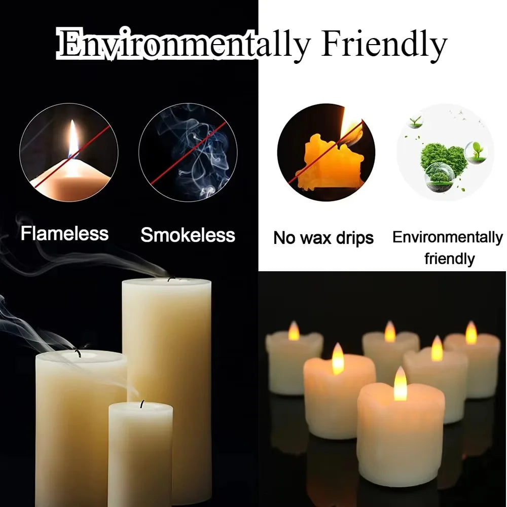 6Pc Real Wax LED Tea Light Candles with Timer 300+Hour Realistic Black Wick Battery Operated Candles for Wedding Christmas Decor
