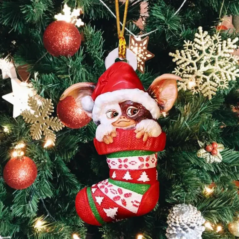 Xmas Gremlins Santa Hat Socks Dog Honeycomb Ball Christmas Tree Pendant Christmas Party Decorations Children Christmas Gift