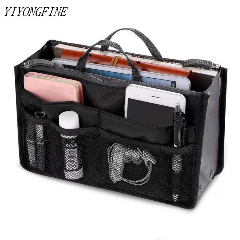 Nylon Cosmetic Bags For Women Tote Insert Double Zipper Makeup Bag Toiletries Storage Bag Girl Outdoors Travel Make Up Organizer