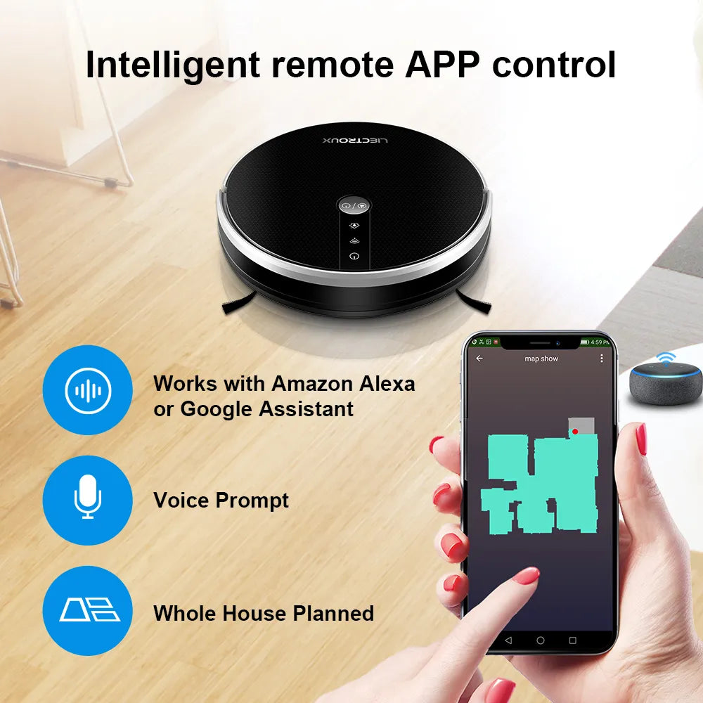 LIECTROUX C30B Robot Vacuum Cleaner Smart Mapping,App & Voice Control,6000Pa Suction,Wet Mopping,Floor Carpet Cleaning & Washing