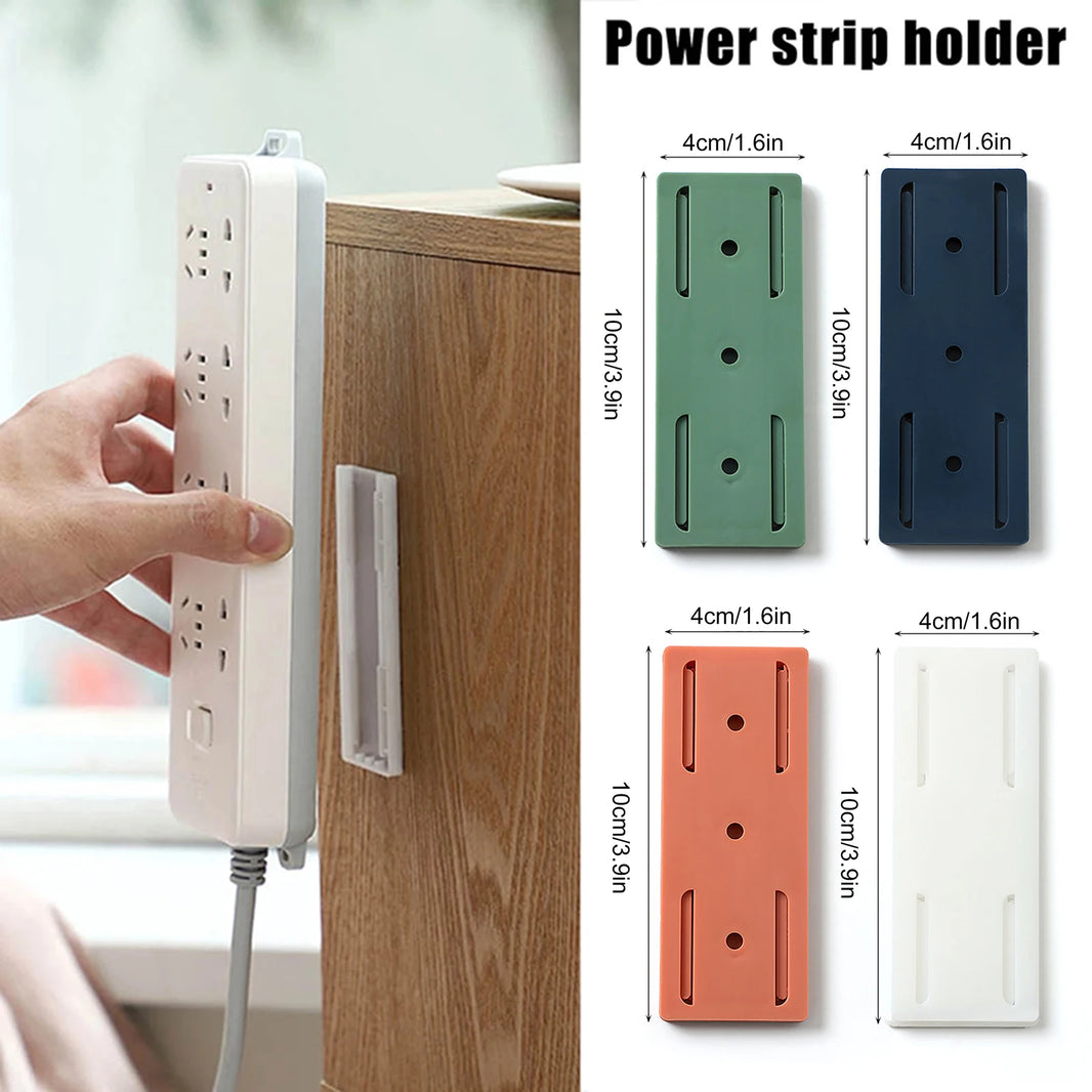 Wall Mounted Socket Holder Fixer Patch Self-Adhesive Power Socket Strip Fixator Punch-free Plug Socket Organizer for Home Office