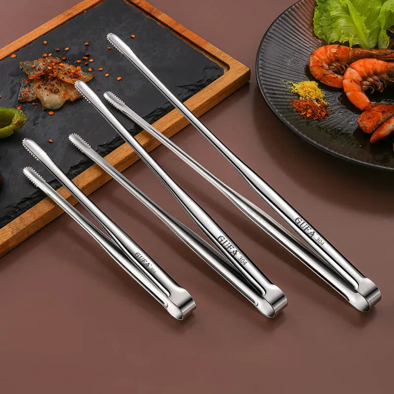 New Stainless Steel Grill Tongs Cooking Utensils For BBQ Baking Silver Kitchen Accessories Camping Supplies Free Shipping Item