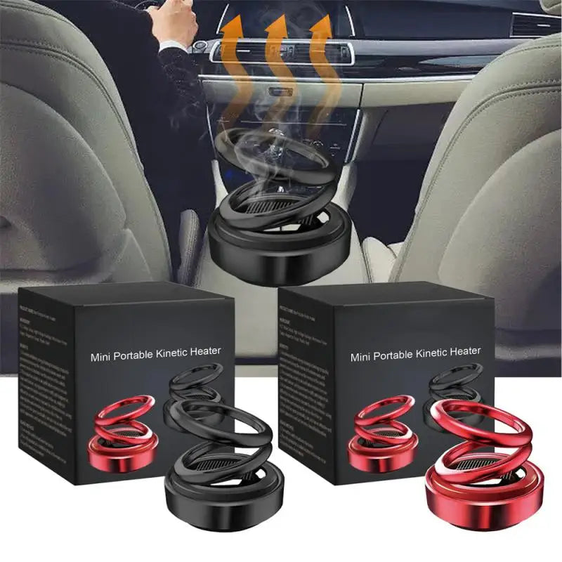 Portable Kinetic Molecular Heater Car Air Aromatherapy Double Ring Rotating Solar Powered Car Perfume Diffuser Molecular Heater