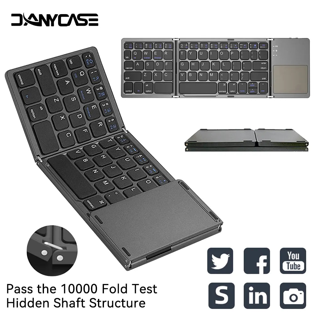 Mini folding keyboard Touchpad Bluetooth-compatible 3.0 Foldable Wireless Keypad for Windows,Android,ios Tablet ipad Phone