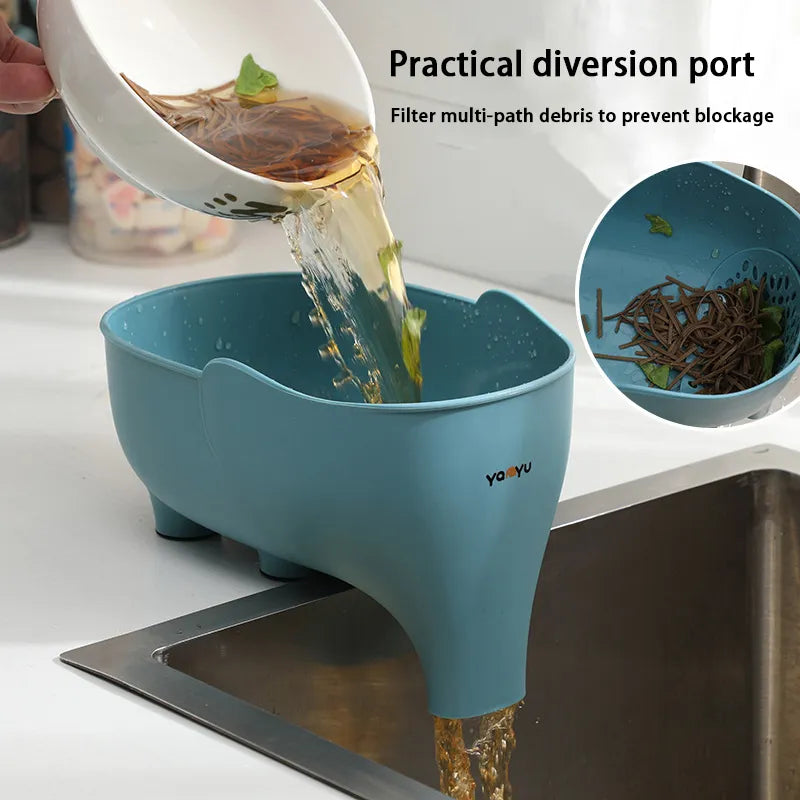 Elephant Drain Basket Multi-purpose Kitchen Storage Drain Basket Household Fruit and Vegetable Basket Plastic Drain Basket