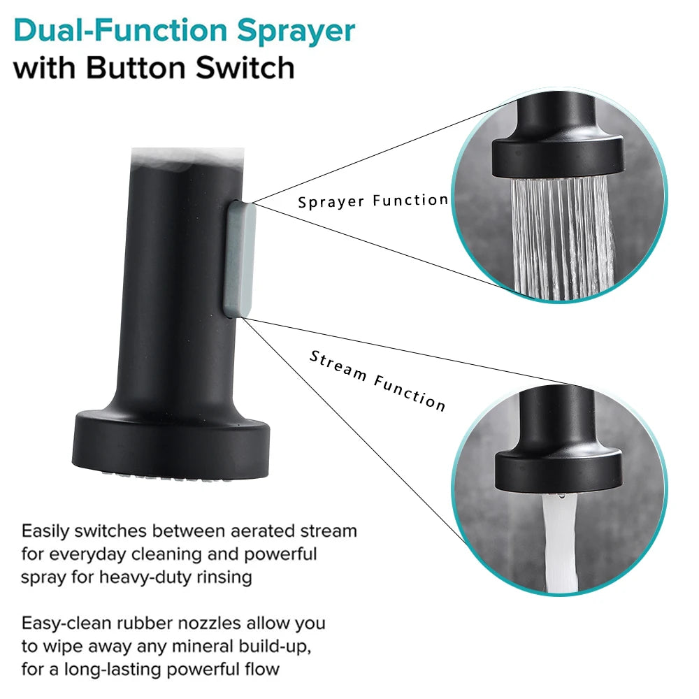 Black Flexible Kitchen Faucet Pull Down Spring Hot Cold Water Mixer Tap 360° Swivel Stream Sprayer Nozzle Kitchen Sink Tap Crane