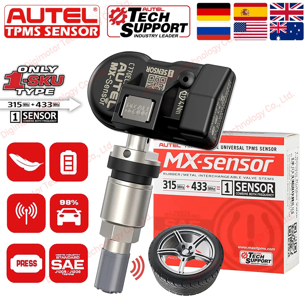 2025 Newest Autel TPMS Sensor 2in1 MX-Sensor Tire Repair Tools TPMS Sensor Programing W/ TS501 TS508 AUTEL 433 MHZ 315MHZ EU US