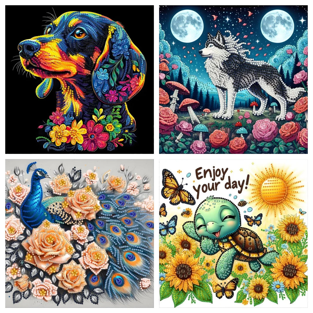 5D DIY a cartoon animal diamond painting kit suitable for Thanksgiving Christmas decoration gift irregular diamond kit craft