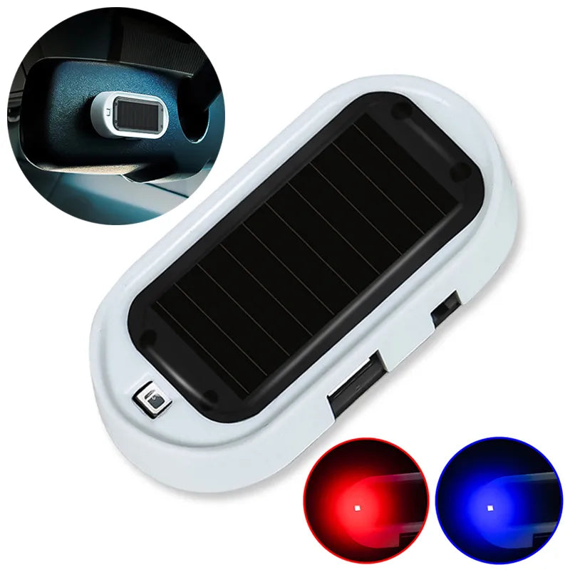 2Pcs LED Solar Powered Fake Security Light Simulated Dummy Alarm Car Wireless Warning Anti-Theft Caution Lamp Flashing Imitation