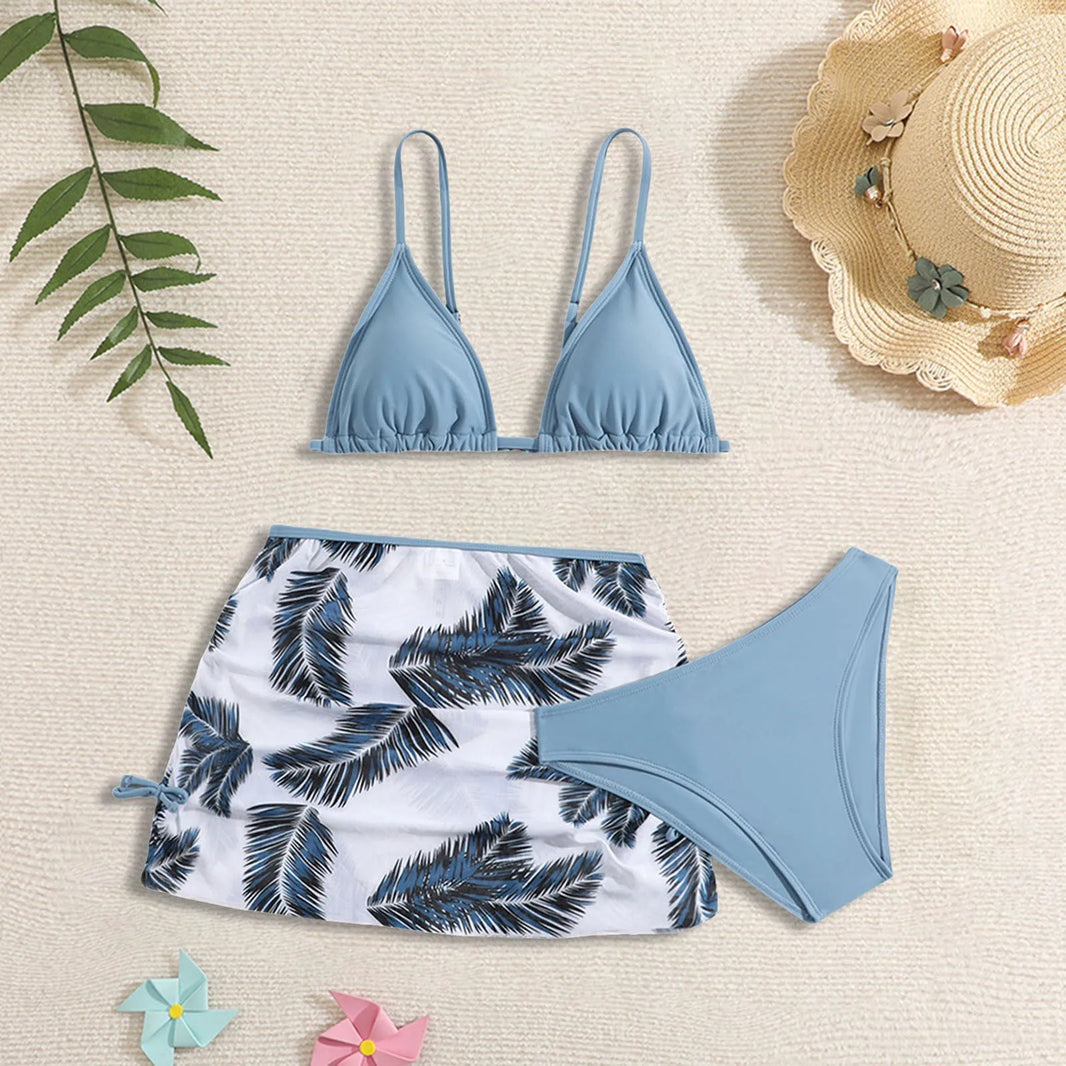 Children'S Three Piece Bikini New European American Children'S Split Swimsuit Back Buckle Adjustable Shoulder Strap Swimwear