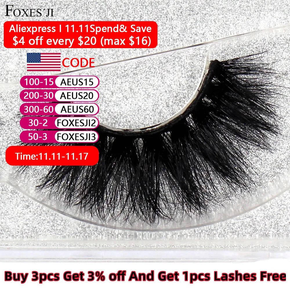 FOXESJI 2Pairs Eyelashes 3D Mink Lashes Dramatic Thick Cross High Volume Fluffy Soft Fake Eyelashes Eye Lashes Eyelash Extension