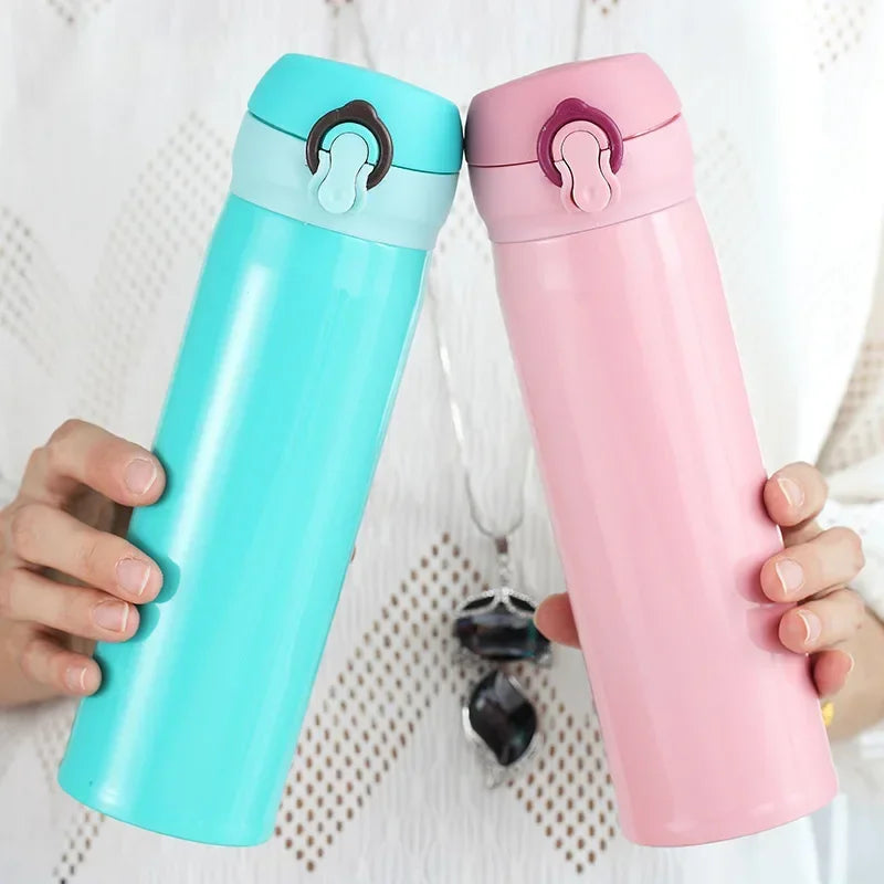 500ML Stainless Steel Mug Bouncing Cup Outdoor Sports Portable Thermos Cup Men Lady Drinking Vacuum Flasks