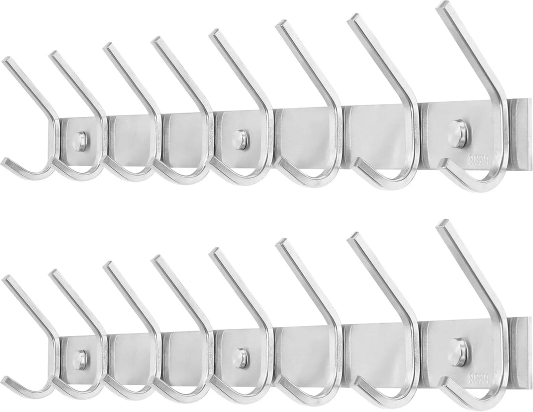 Heavy Duty Stainless Steel 304 Hook Rail Coat Rack, Satin Finish, Great Home Storage & Organization for Bedroom