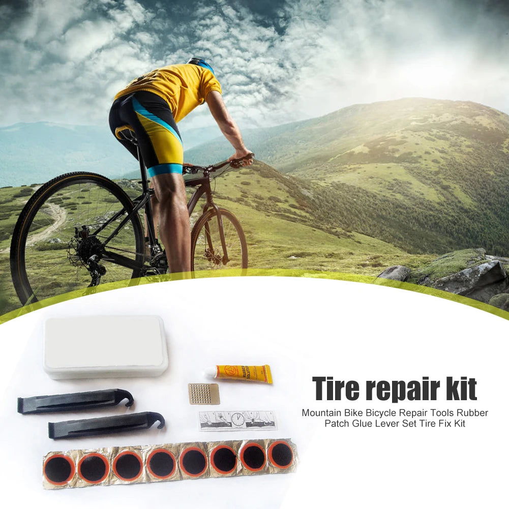 MTB Bicycle Flat Tire Repair Rubber Patch Glue Repair Kit Mountain Bike Repair Tools Cycling Tire Repair Maintenance Accessories