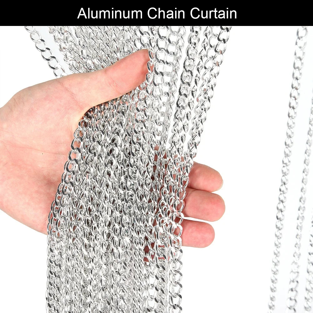 Household Curtain Hanging Metal Aluminum Chain Curtain Kit for Room Office Store Decoration Silver 90*214.5cm