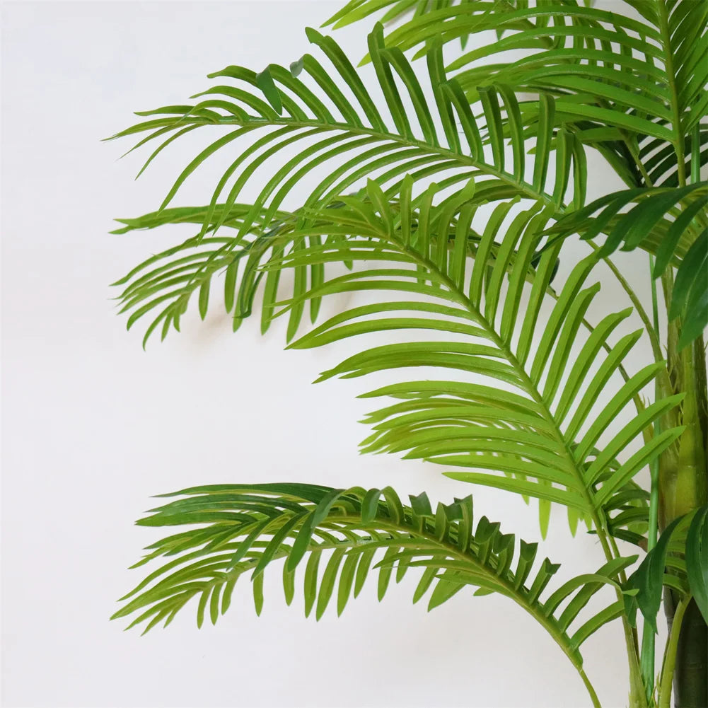 Artificial Palm Tree, Green Large Tropical Palm Faux Plant In Pot With Trunks And Realistic Leaves, Palm Tree For Indoor Outdoor