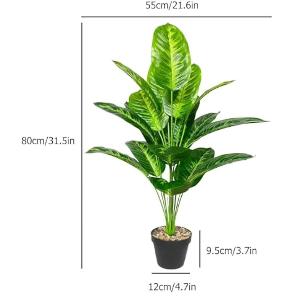 Artificial Plant in Pot Fake Tree Trunks Leaves Faux Potted for Indoor Outdoor Modern Decoration Home Office Living Room Bedroom