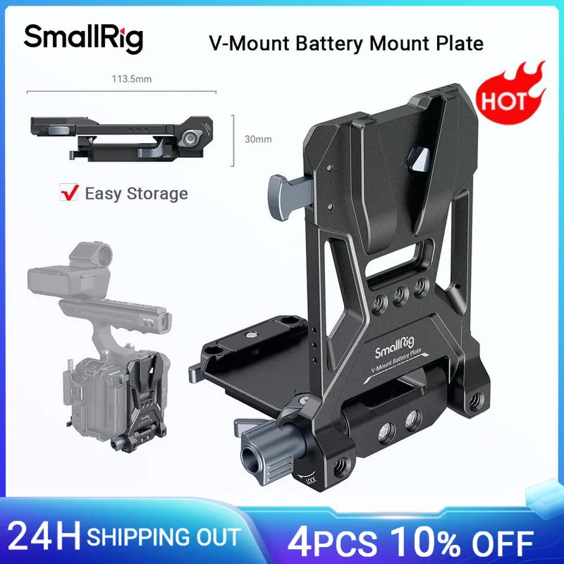 SmallRig V-Mount Battery Plate, V Lock Battery Mounting Plate with 1/4"-20 & 3/8"-16 Threaded Holes for DSLR Camera, Tripod 4505