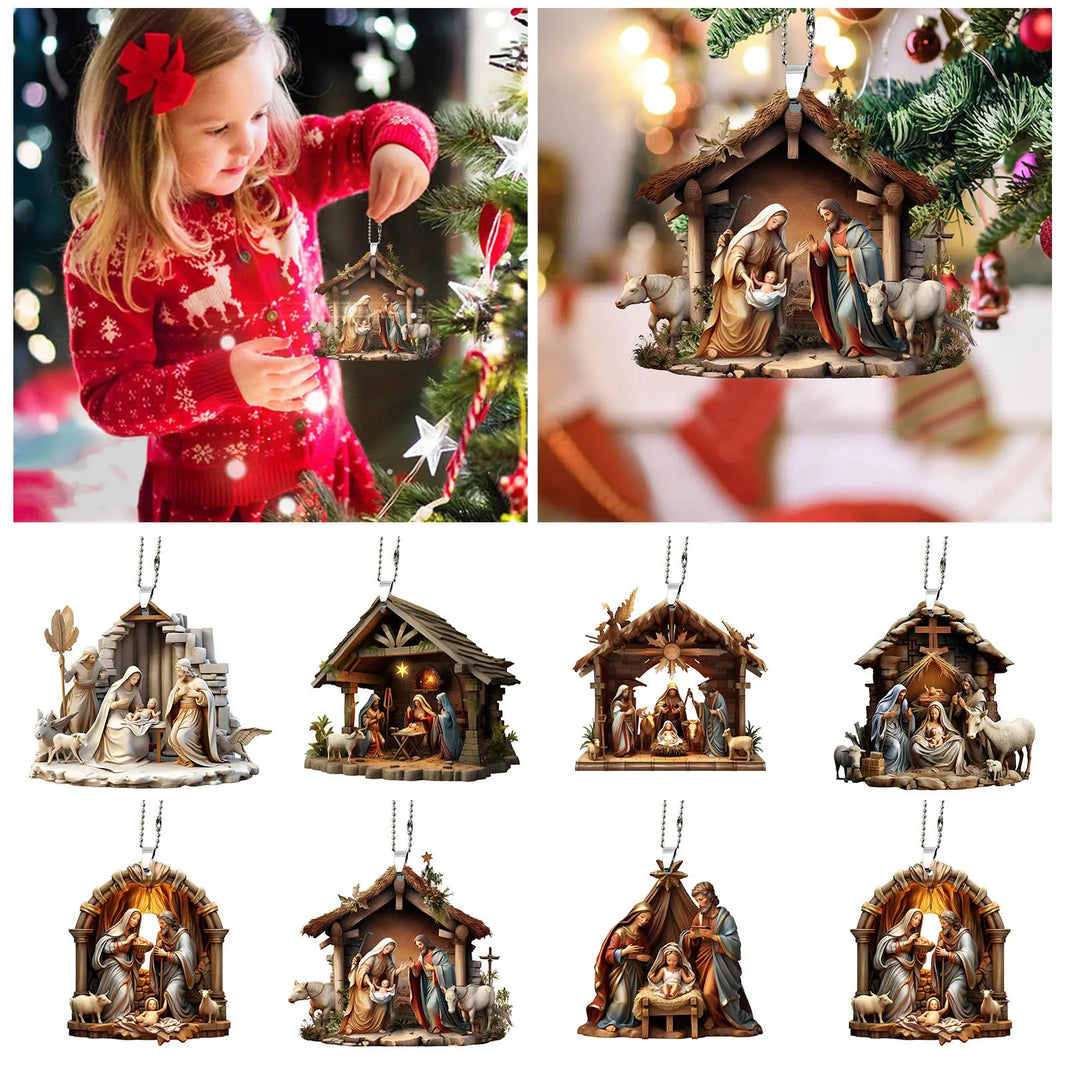 Thatched Hut Backpack Keychain Pendant Christmas Decorations 10PCS Acrylic Flat Shape Christmas Gnome Decorations Kitchen