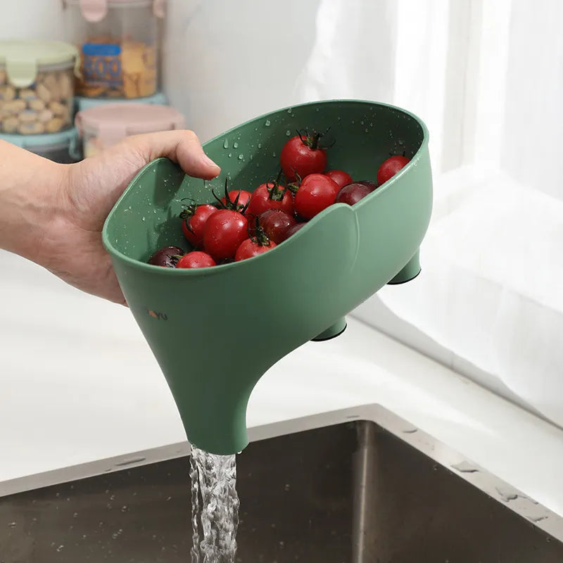 Elephant Drain Basket Multi-purpose Kitchen Storage Drain Basket Household Fruit and Vegetable Basket Plastic Drain Basket