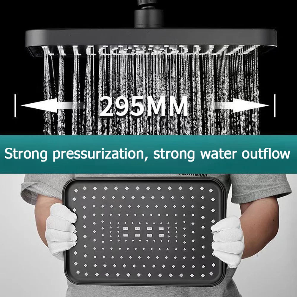 Thicken 12 Inch Large Flow Supercharge Rainfall Ceiling Mounted Shower Head 360°Swivel High Pressure Bathroom Shower Accessories