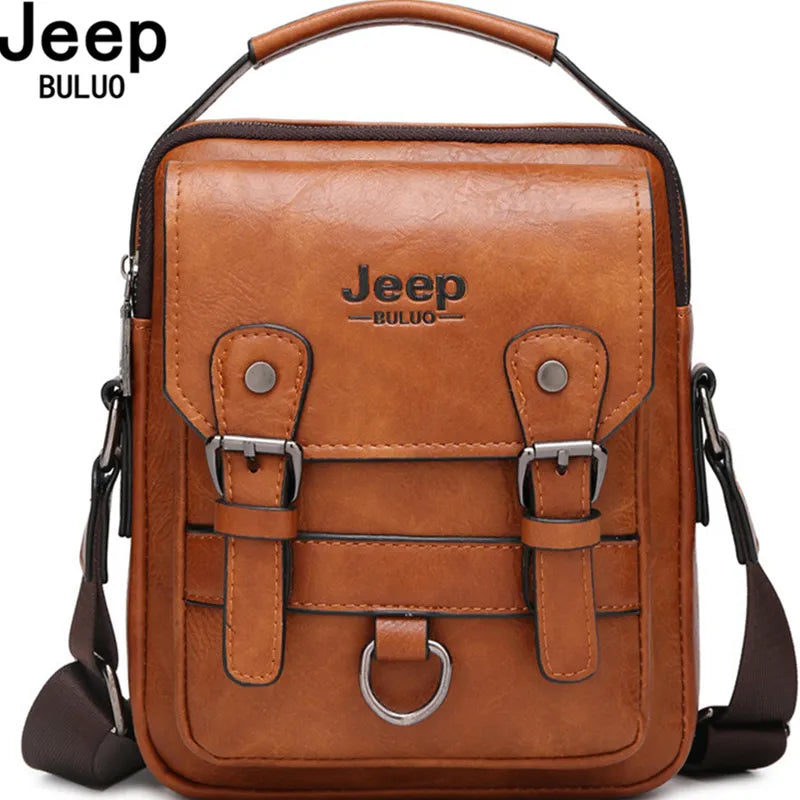 JEEP BULUO Multi-function Business Handbags Men New Man's Shoulder Bag Large Capacity Leather Messenger Bag Crossbody Big Brand