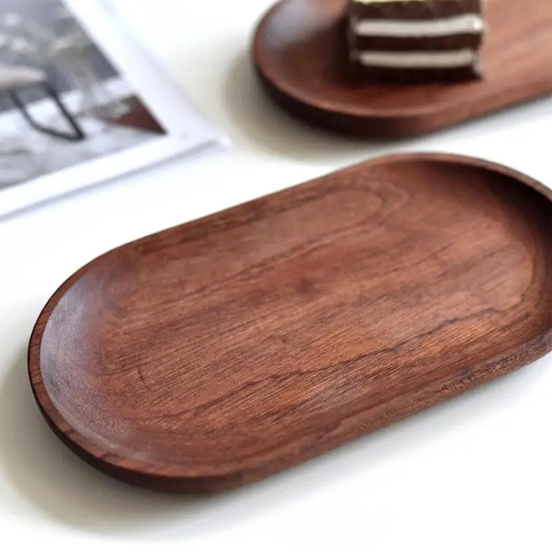 Wooden Decorative Tray Wooden Oval Decorative Platter Tray Wood Grain Design Serving Trays Board For Coffee Shop Home Work Area