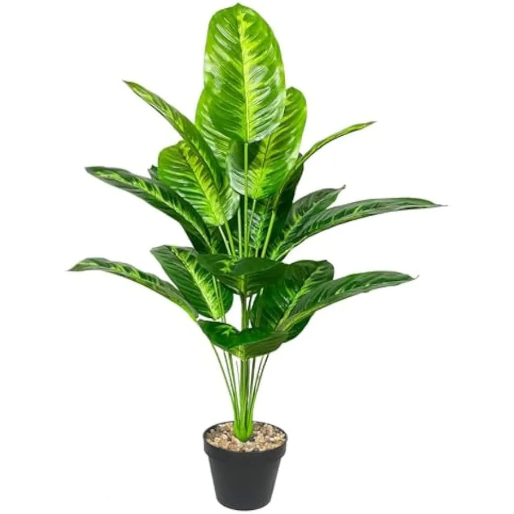 Artificial Plant in Pot Fake Tree Trunks Leaves Faux Potted for Indoor Outdoor Modern Decoration Home Office Living Room Bedroom