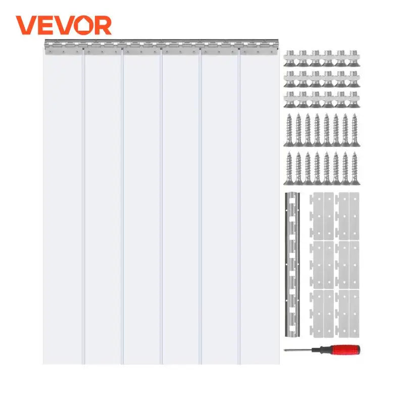 VEVOR 0.08" Thickness PVC Strip Curtain 84" x 38" Plastic Windproof Door Freezer Curtain Hanging Strips for Warehouse Home