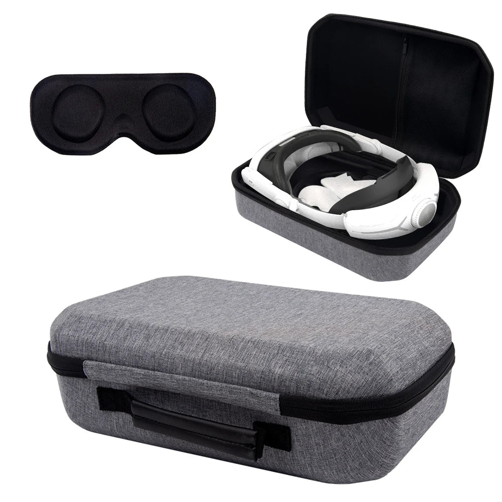 Shockproof Hard Carry Case with Lens Cover Travel Home Storage Bag Mesh Pocket for Meta Quest 3 VR Headset Game Controller