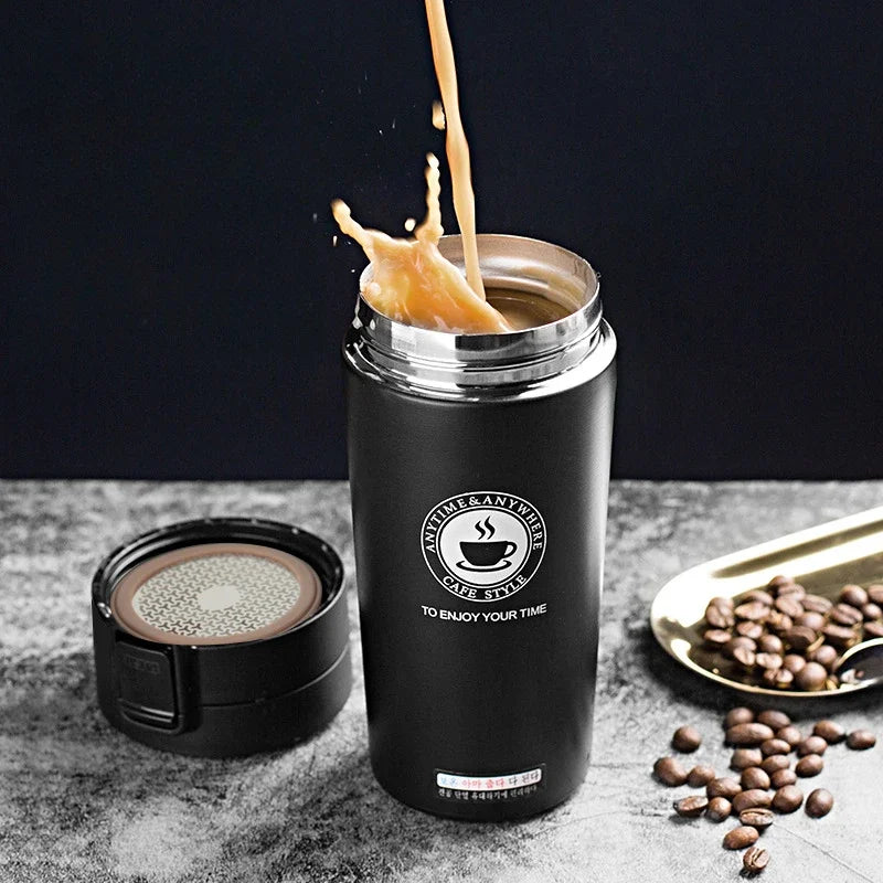 380ML Stainless Steel Thermos Coffee Cup Bounce Vacuum Cup Double Layer Tea Mug Drinking Water Bottle Office Business Cup