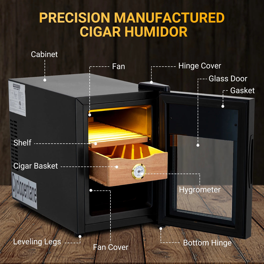 Cigar Humidor Cabinet, 3 in 1 Electric Humidor with Hygrometer, Humidifier, Cooling Fan & Spanish Cedar Lining, Lights Control