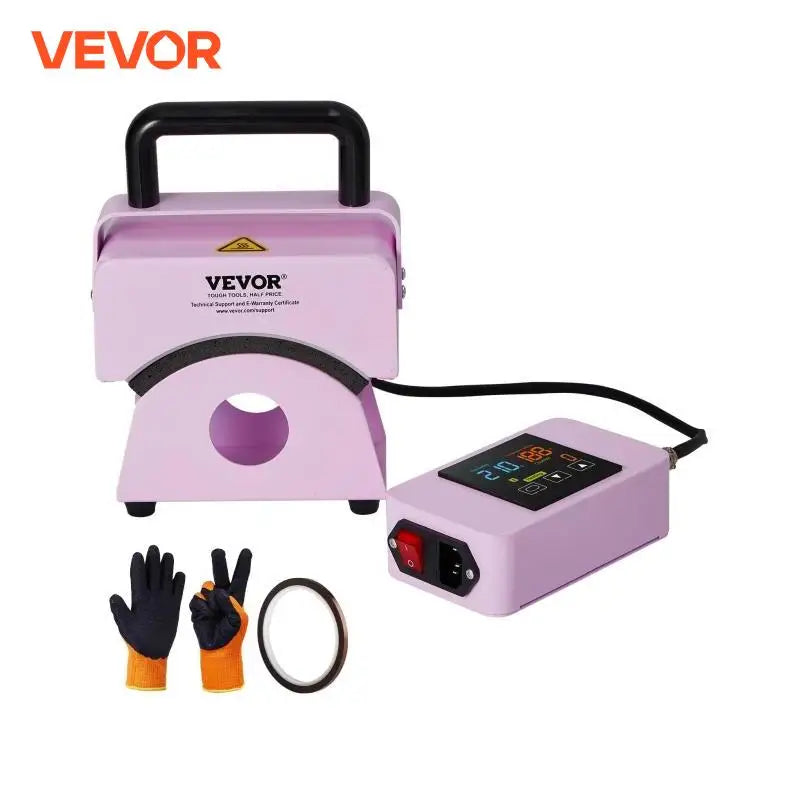 VEVOR Hat Press Machine Mini Hat Heat Press for Caps Cap Heat Press Machine Safety Base and Glove Automatic Shut-Off Purple