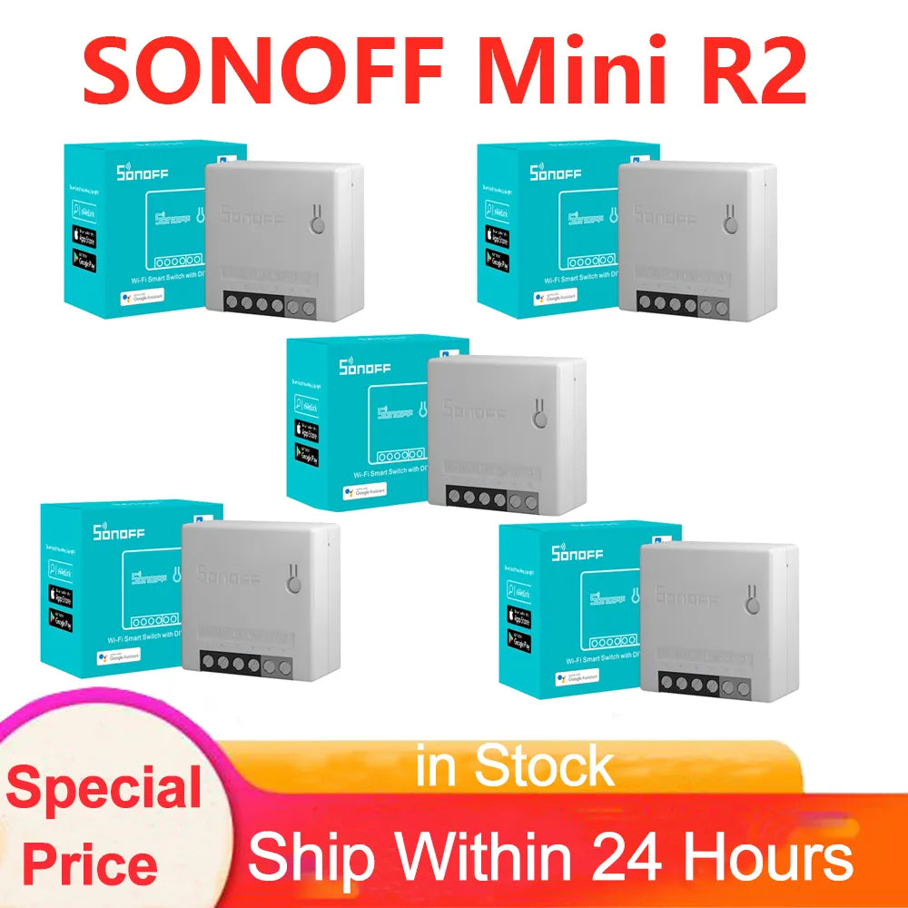 Sonoff Mini R2 Wifi Smart Switch MINIR2 2 Way Modules eWeLink APP DIY Switch Wireless Remote Control Work with Alexa Google Home