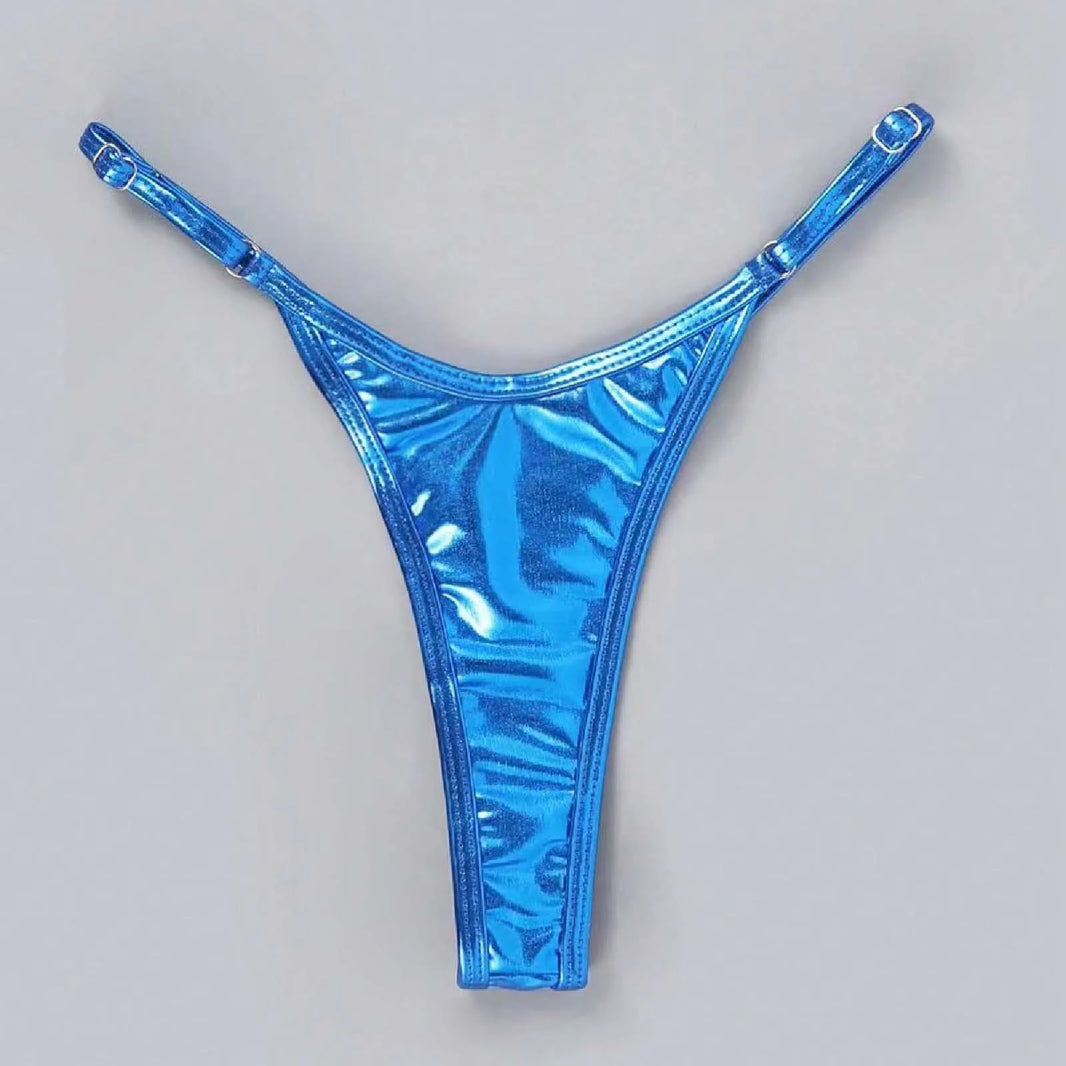 Women'S Triangle Swim Trunks Bikini Sexy Solid Color Silver Line Swim Bottom Micro Swimwear Women'S Thong New Women'S Swimsuit