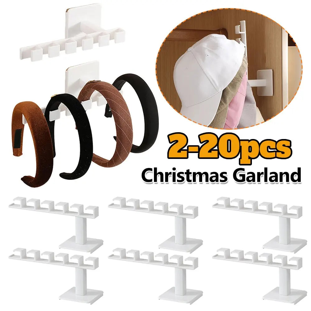 2Pcs Baseball Cap Storage Rack 6 Hooks Hat Storage Organizer Multi-Function Towel Organizer Rack for Home Storage