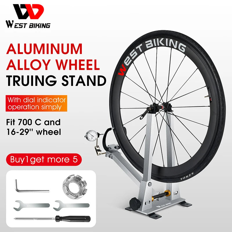 WEST BIKING Bicycle Wheel Truing Stand With Dial Indicator Gauge Tire Adjustment Rims Wheel Set MTB Road BMX Bike Repair Tools