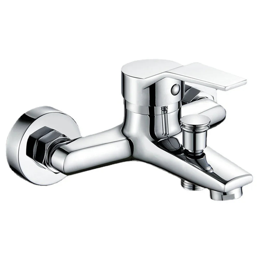 Zinc Alloy Basin Faucets Chrome Wall Mounted Hot Cold Water Dual Spout Mixer Tap For Bathroom Splitter Bath Shower Basin