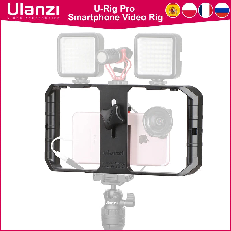 Ulanzi U-Rig Pro Smartphone Video Rig w 3 Shoe Mounts Filmmaking Case Handheld Phone Video Stabilizer Grip Tripod Mount Stand