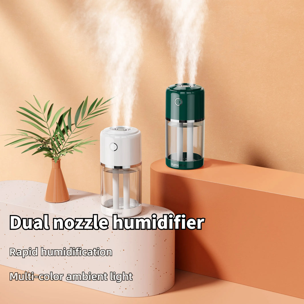 Household Air Humidifier Dual Nozzle Desktop USB Fog Water Supply Portable Car 520ml Office Bedroom Night Light Dormitory