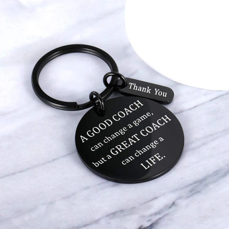 Thank You Retirement Gifts For Coach Keychain For FootBall Soccer Basketball Coach - A Good Coach Can Change a Game Keychain