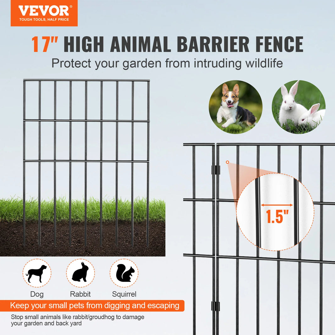 VEVOR Garden Fence No Dig Fence Animal Barrier Fence Underground Decorative Garden Fencing with 1.5 in Spike Spacing for Yard