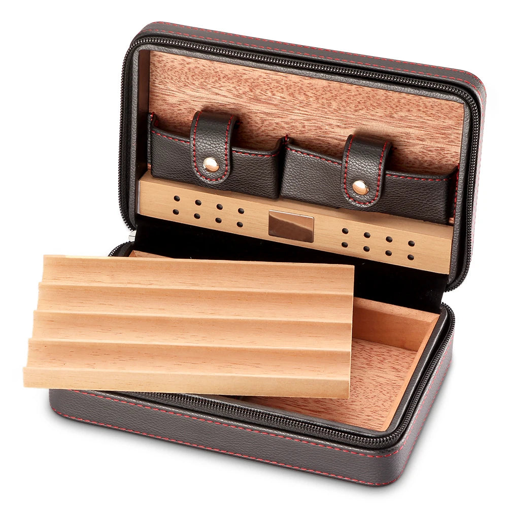 GALINER Charuto Cedar Wood Cigar Humidor Box Travel Cigar Case Storage 4 Cigars Box Humidor Humidifier For Sigar