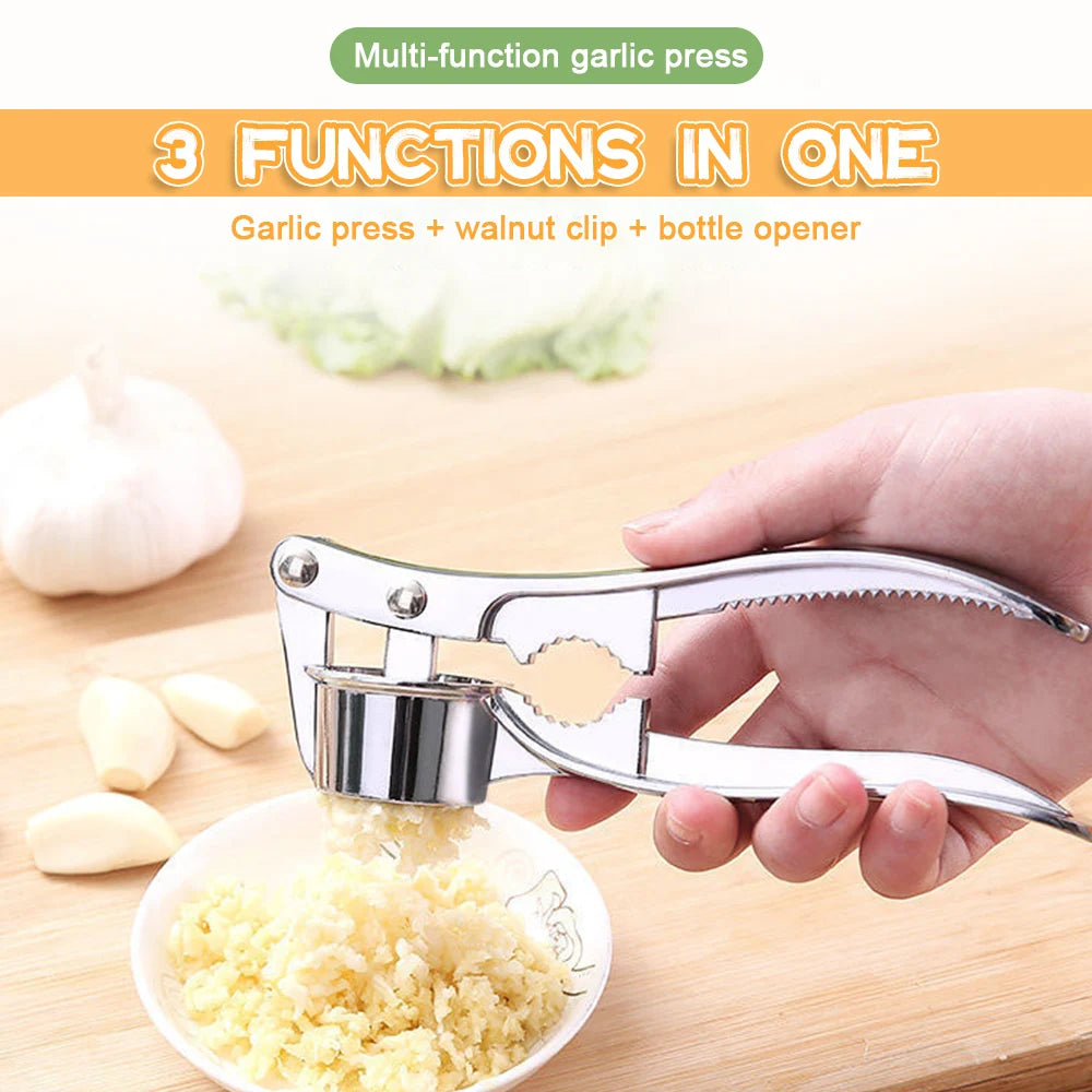 Garlic Press Mincer Stainless Steel Multifunction Crusher Kitchen Cooking Ginger Squeezer Masher Handheld Ginger Mincer Tools