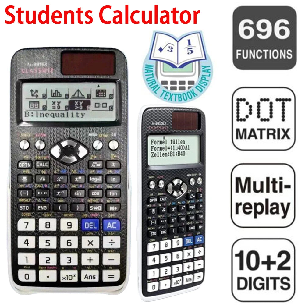 Scientific Calculator Multi-purpose Portable Student Calculator 696 Function For High School Math Calculator Vector Test Counter