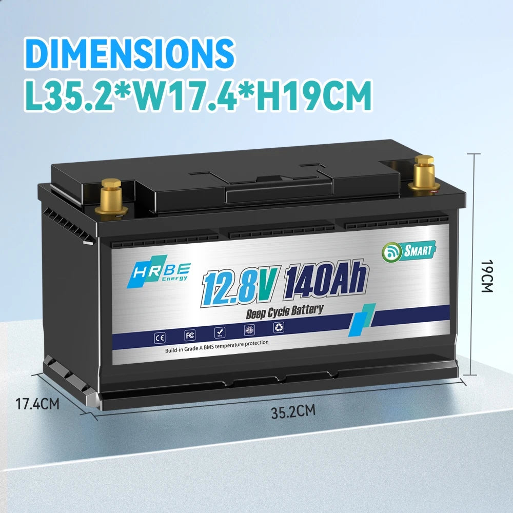 12V 140AH LiFePO4 Lithium Battery,6000+ Cycles LiFePO4 Battery with Built-in 100A BMS for RV, Home Storage,Trolling Motor,Solar