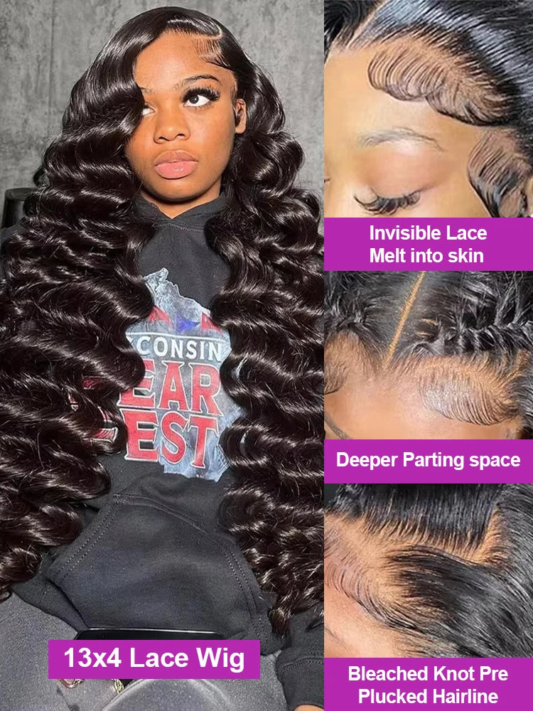 Loose Deep Wave Human Hair 13X6 Lace Frontal Wigs For Women Nature Wave Curly Wigs 13x4 360 Full HD Lace Frontal Wig Preplucked